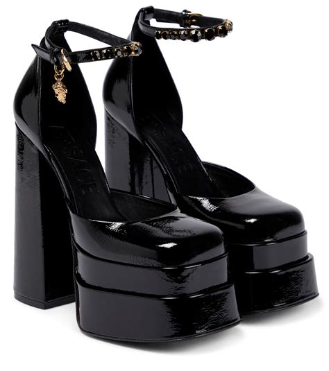 versace leather platform strappy pumps|Versace medusa aevitas platform pumps.